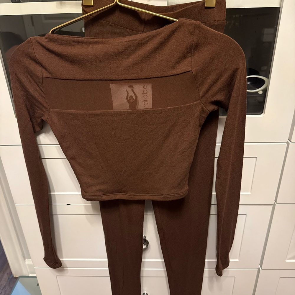 Naked Wardrobe Brown two piece leggings set